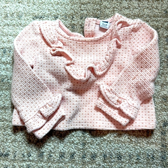 Janie & Jack cropped ruffle pink and metallic thread 12-18 month shirt - Picture 1 of 3